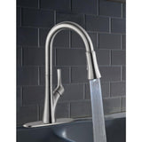 Single-Handle Pull-Down Sprayer Kitchen Faucet with LED Light in Stainless Steel - Super Arbor