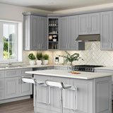 Home Decorators Collection Grayson 33 in. W x 12 in. D x 30 in. H Assembled Plywood Wall Kitchen Cabinet in Pearl Gray with Soft Close
