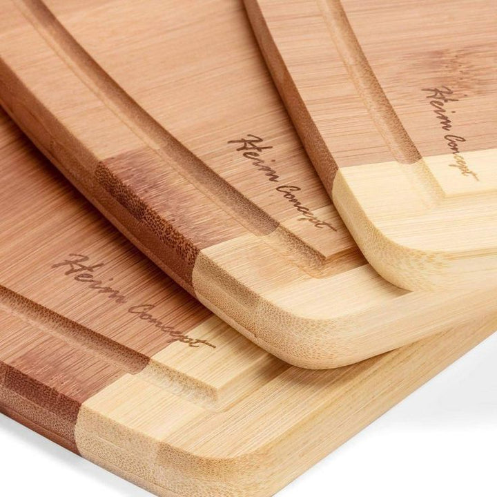 Classic 3-Piece Organic Bamboo Cutting Board Set with Drip Groove