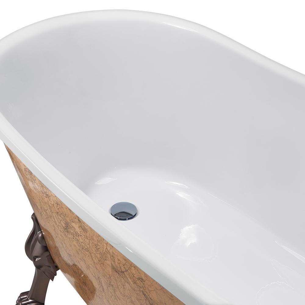 60 in. Acrylic Single Slipper Clawfoot Non-Whirlpool Bathtub in Glossy Gold Foil - Super Arbor