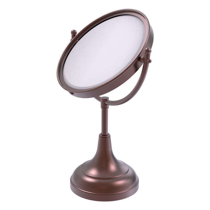 Allied Brass 8-in x 15-in Matte Gray Double-Sided Magnifying Countertop Vanity Mirror