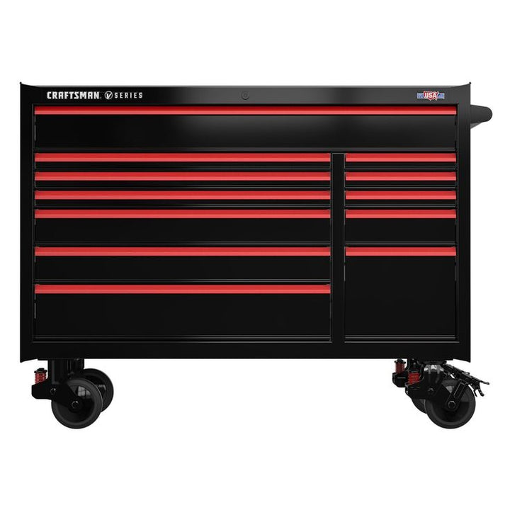 CRAFTSMAN V-Series 52-in W x 40-in H 12-Drawer Steel Rolling Tool Cabinet (Black)