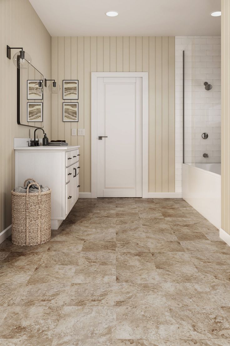 Style Selections Tumbled Stone 3-mil x 12-in W x 12-in L Water Resistant Peel and Stick Luxury Vinyl Tile Flooring