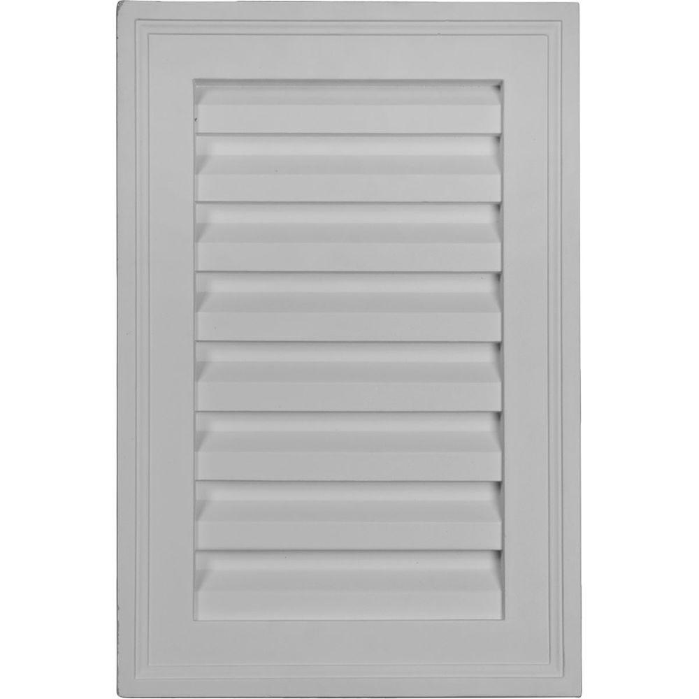 12 in in. x 18 in. Rectangular Primed Polyurethane Paintable Gable Louver Vent - Super Arbor