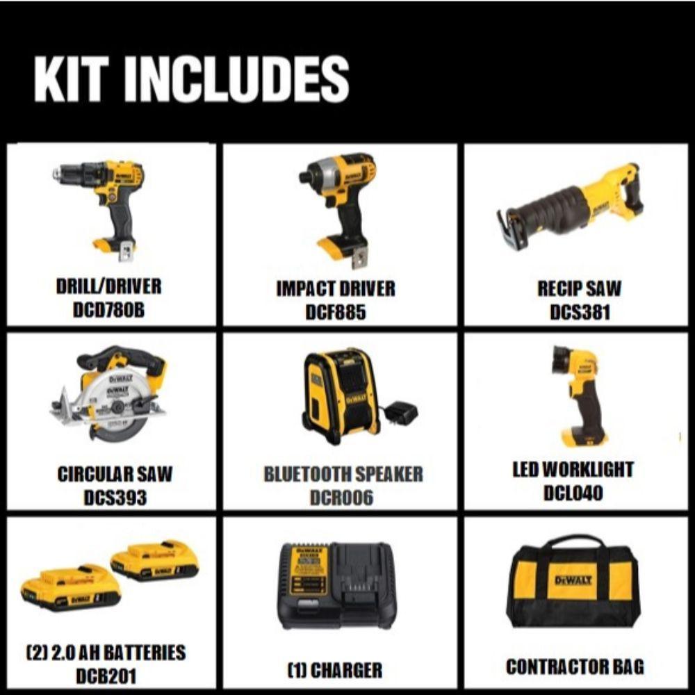 20-Volt MAX Lithium-Ion Cordless Combo Kit (6-Tool) with (2) Batteries 2Ah, Charger and Tool Bag - Super Arbor