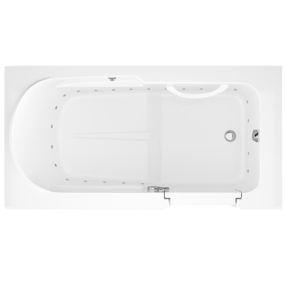 60 in. Walk-In Air Bath Tub in White with 1.28 GPF Single Flush Toilet - Super Arbor