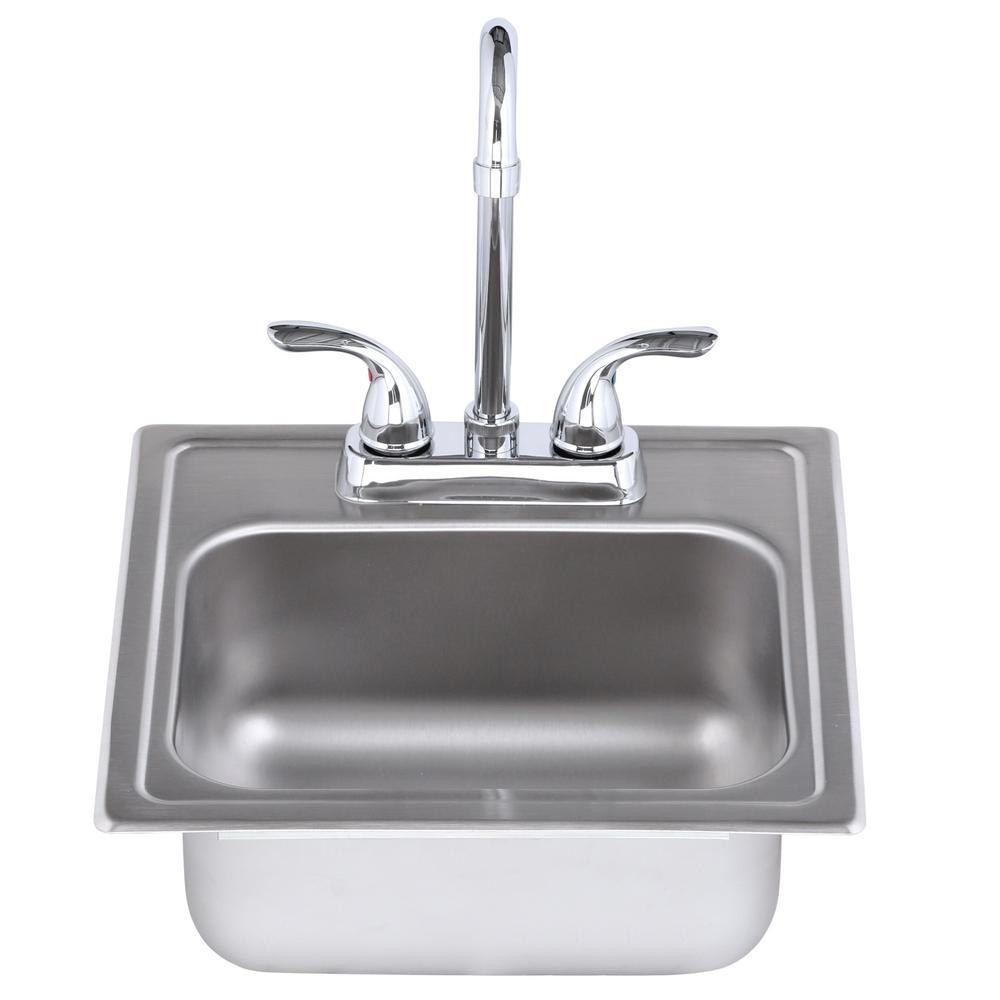 All-in-One Drop-in Stainless Steel 15 in. 2-Hole Single Bowl Bar Sink - Super Arbor