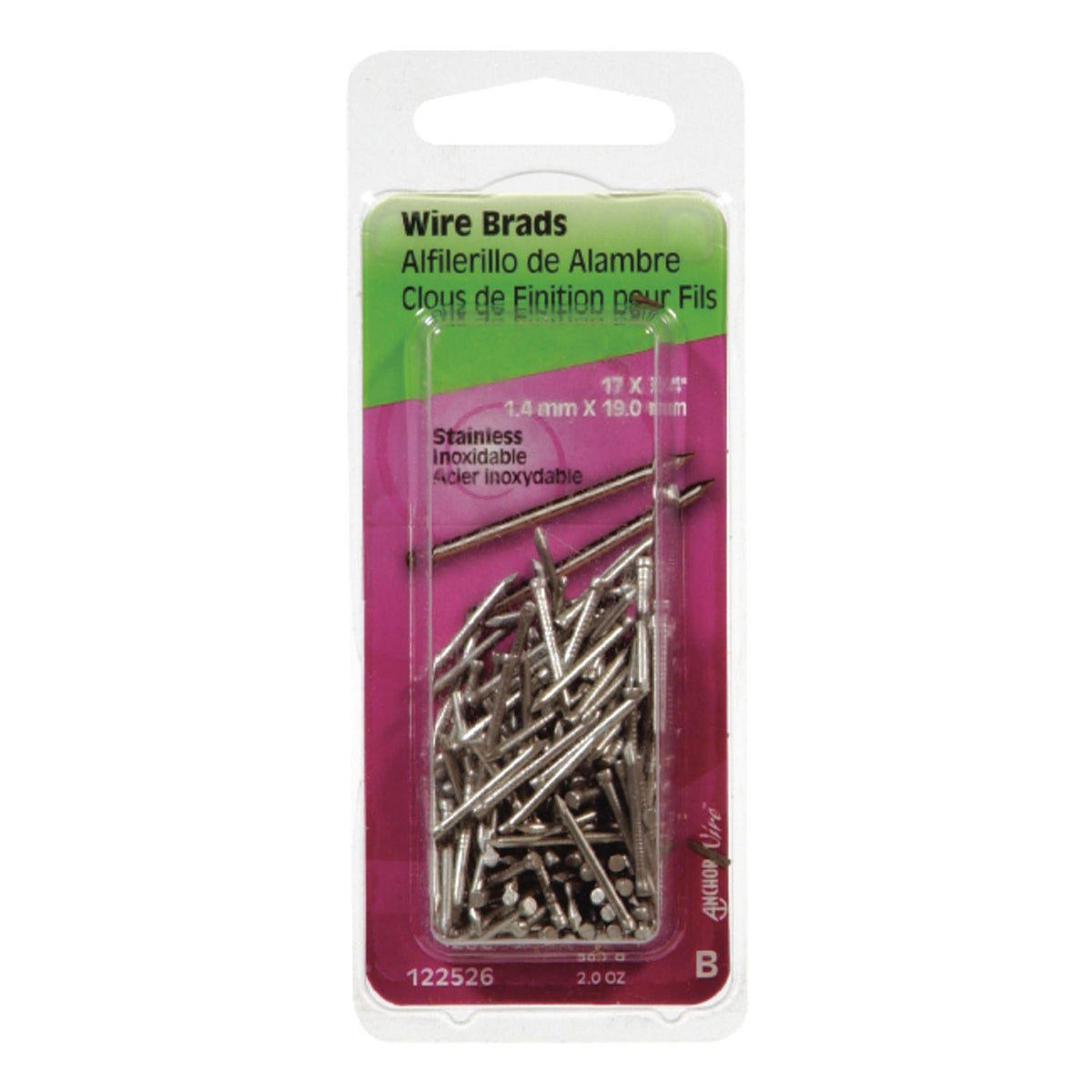 Hillman 17 Gauge x 3/4 in Stainless Steel Wire Brad Nails, 2 oz Pack