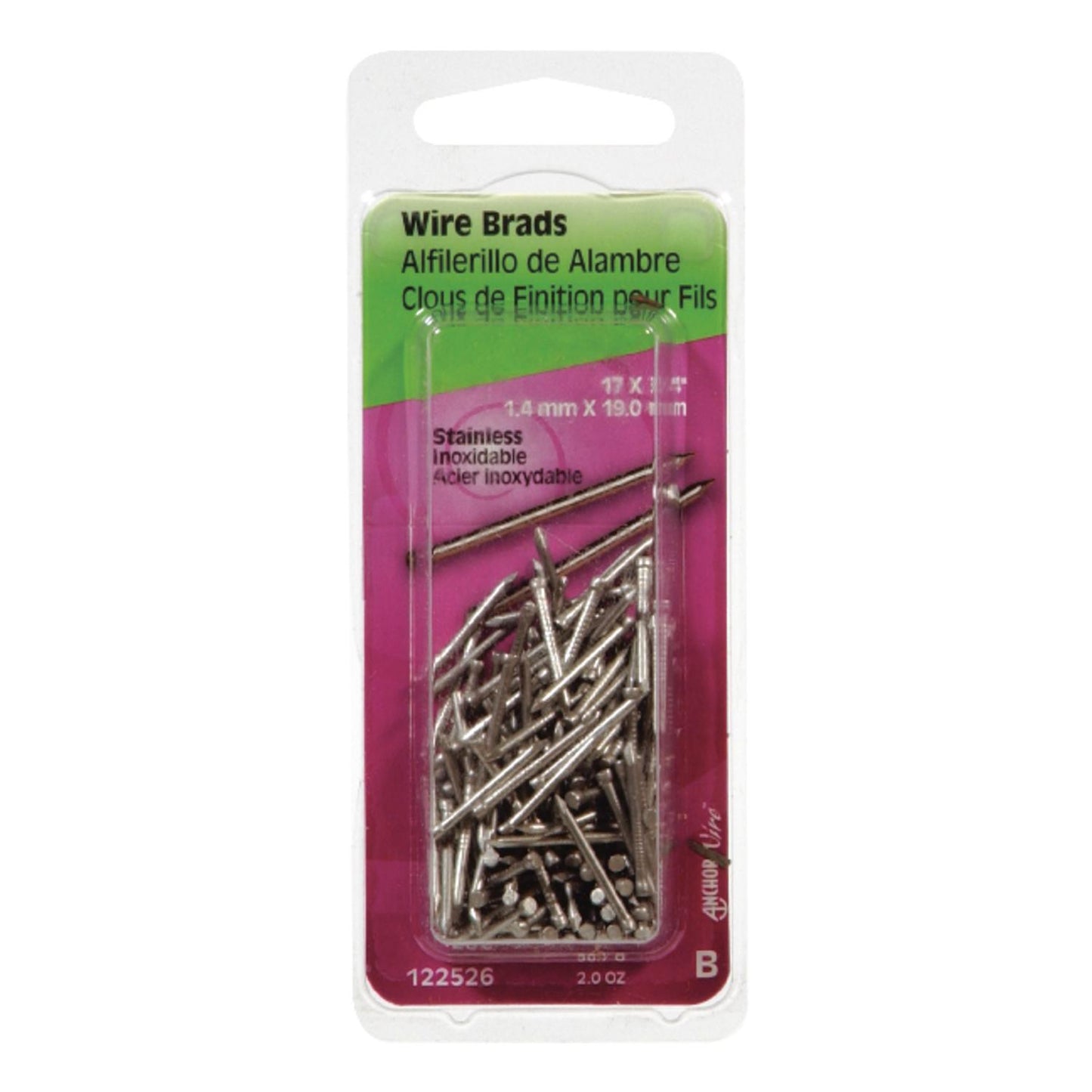 Hillman 17 Gauge x 3/4 in Stainless Steel Wire Brad Nails, 2 oz Pack
