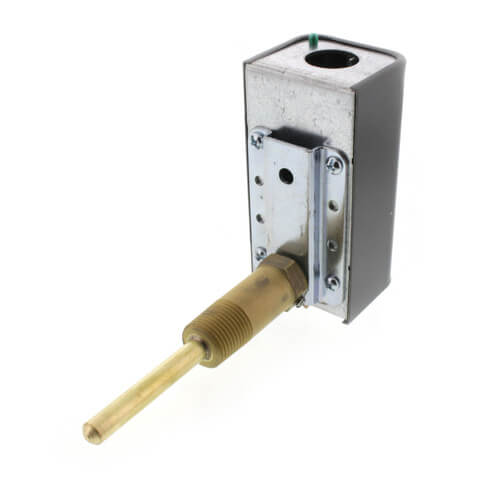 Johnson Controls A19ABC-11C temperature controller - side view (Includes: Well; Features: Direct Immersion)