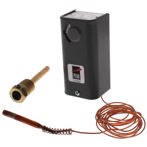 Johnson Controls A19ABC-12C temperature controller - front view (Differential: Adjustable; Application: Remote Bulb Temperature)