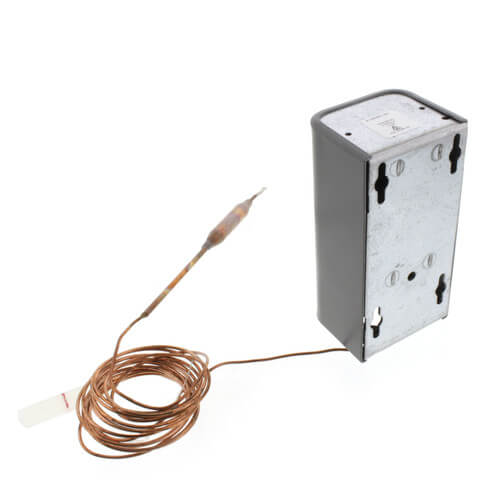 Johnson Controls A19ABC-24C temperature controller - side view (Differential: Adjustable, 3°F to 12°F; Application: Remote Bulb Temperature, Cooling)