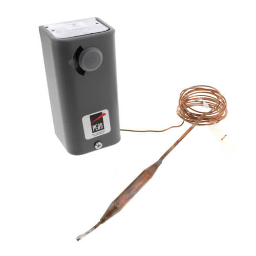 Johnson Controls A19ABC-24C temperature controller - detail view (Differential: Adjustable, 3°F to 12°F; Application: Remote Bulb Temperature, Cooling)