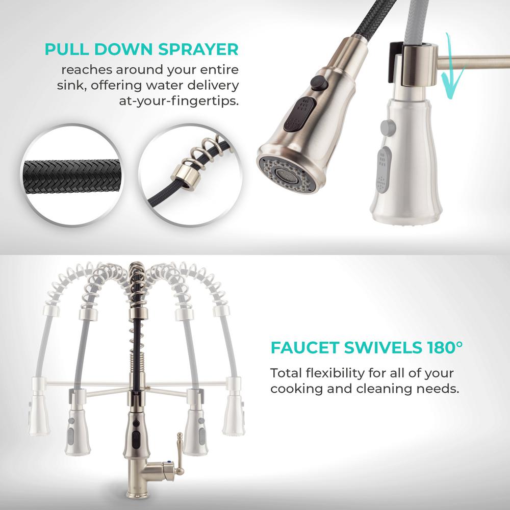 Handmade All-in-One Topmount Stainless Steel 33 in. x 22 in. Single Bowl Kitchen Sink w/ Spring Neck Faucet, Accessory