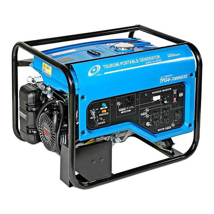 TSURUMI PUMP 6,000 Watt Gasoline Powered Portable Blue Generator with Electric Start, GFCI Protection and Honda GX390 OHV Engine