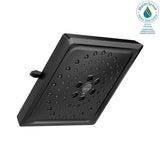 3-Spray 7.6 in. Single Wall Mount Fixed Rain H2Okinetic Shower Head in Matte Black - Super Arbor