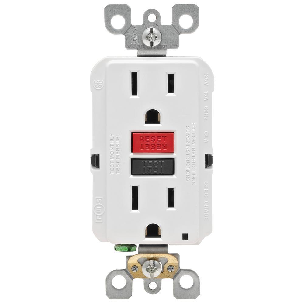 15 Amp 125-Volt Self-Test Tamper Resistant GFCI Outlet, White (4-Pack) - Super Arbor