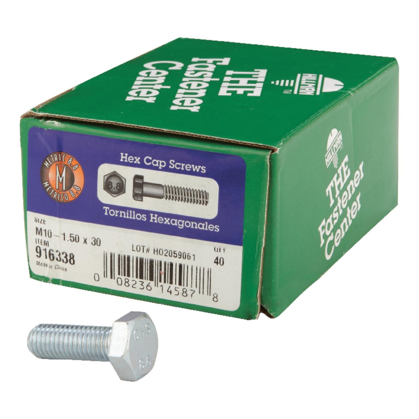 Hillman M10-1.50 mm x 30 mm Heat-Treated Steel Hex Head Cap Screw, 40-Pack