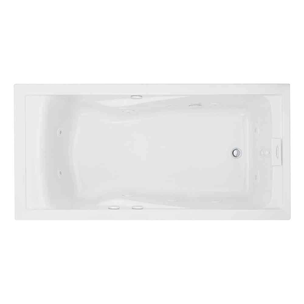 EverClean 72 in. Acrylic Rectangular Drop-in Whirlpool Bathtub in White - Super Arbor