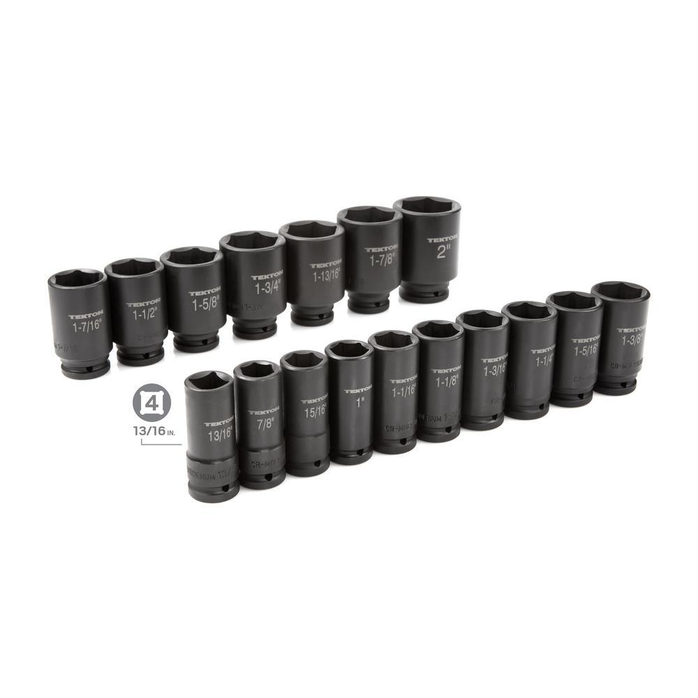 3/4 in. Drive 7/8-2 in. 6-Point Deep Impact Socket Set (22-Piece) - Super Arbor