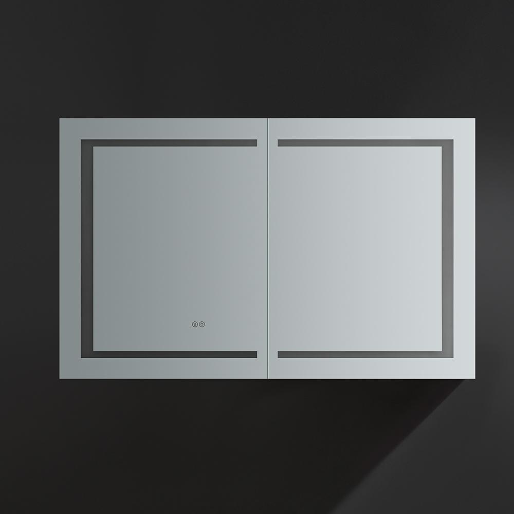 Spazio 48 in. W x 30 in. H Recessed or Surface Mount Medicine Cabinet with LED Lighting and Mirror Defogger - Super Arbor
