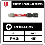 #2 Philips Shockwave 2 in. Impact Duty Steel Driver Bits (15-Pack)