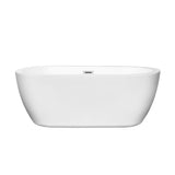 Soho 59.75 in. Acrylic Flatbottom Center Drain Soaking Tub in White - Super Arbor