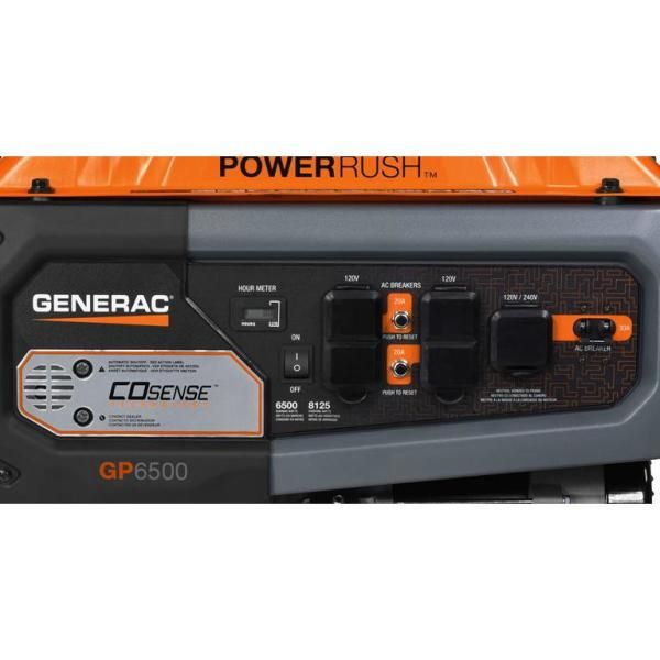 Generac GP 6500-Watt Gasoline Powered Portable Generator with CO-Sense 49/CSA
