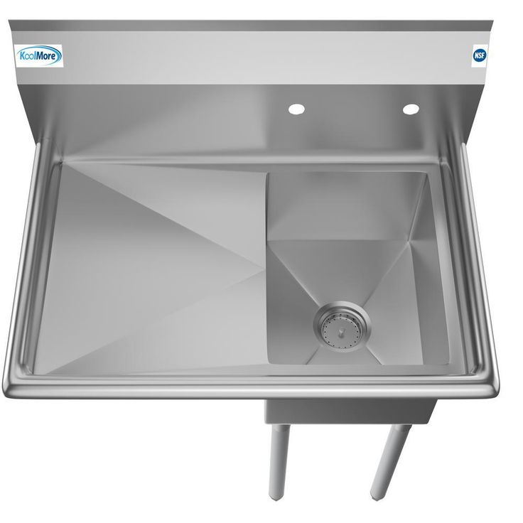 Freestanding Stainless Steel 31 in. 2-Hole Single Bowl Commercial Kitchen Sink