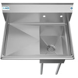 Freestanding Stainless Steel 31 in. 2-Hole Single Bowl Commercial Kitchen Sink