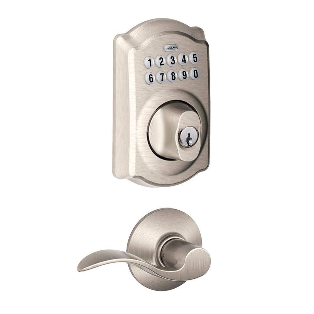 Camelot Satin Nickel Keypad Electronic Door Lock Deadbolt and Accent Lever - Super Arbor
