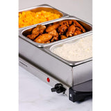 1.5 Qt. Silver Stainless Steel Electric Buffet Server Tray Warming Pans with Adjustable Temperature Control