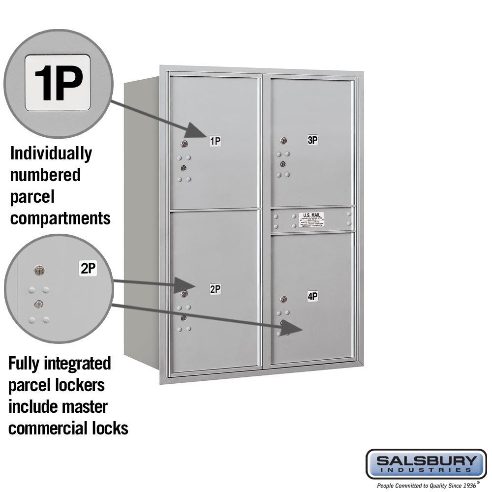 3700 Horizontal Series 3-Parcel Locker Recessed Mount Mailbox - Super Arbor