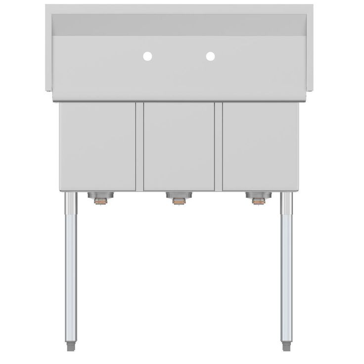Freestanding Stainless Steel 36 in. 2-Hole Triple Bowl Commercial Kitchen Sink