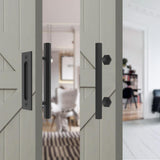 10 in. Black Hexagon Pull and Flush Sliding Barn Door Handle Set - Super Arbor