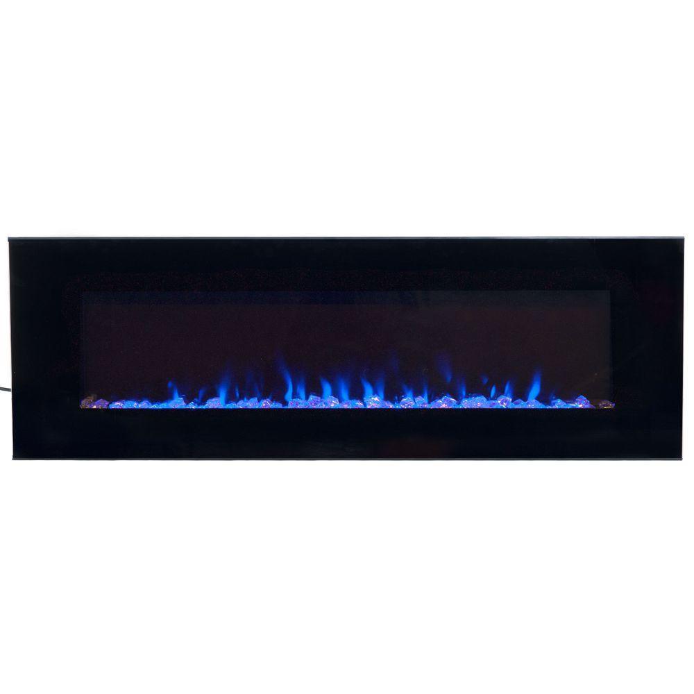 54 in. LED Fire and Ice Electric Fireplace with Remote in Black - Super Arbor