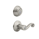 Kwikset Lido Satin Nickel Smartkey Single-Cylinder Deadbolt Universal Keyed Entry Door Handle Combo Pack (1 Handle and 1 Deadbolt)