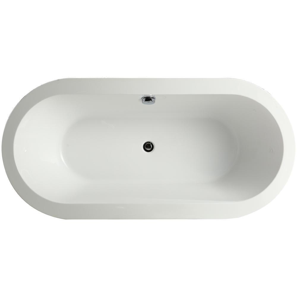 Melania 5.6 ft. Acrylic Flatbottom Non-Whirlpool Bathtub in White - Super Arbor