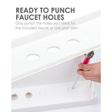 Complete 22.875 in. x 23.5 in. White 19 Gal. Utility Sink Set with Non-Metallic Stainless Steel Finish Pull-Out Faucet - Super Arbor