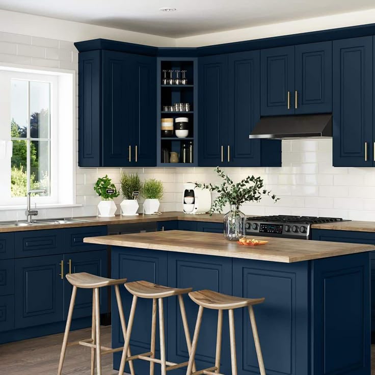 Home Decorators Collection Grayson 18 in. W x 24 in. D x 84 in. H Assembled Plywood Pantry Kitchen Cabinet in Mythic Blue with 4ROT Soft Close LH