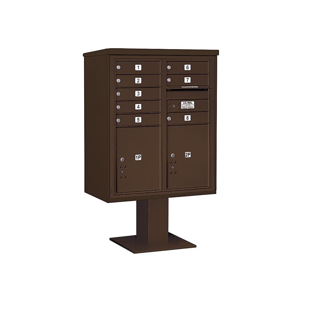 3400 Horizontal Series 8-Compartment 2-Parcel Locker Pedestal Mount Mailbox - Super Arbor