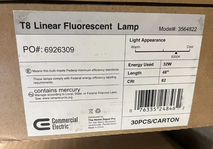 Commercial Electric 32-Watt Linear T8 Fluorescent Tube Light Bulb Cool White (30-Pack)