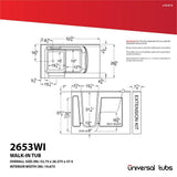 HD Series 26 in. x 53 in. Right Drain Quick Fill Walk-In Soaking Bathtub in Biscuit - Super Arbor