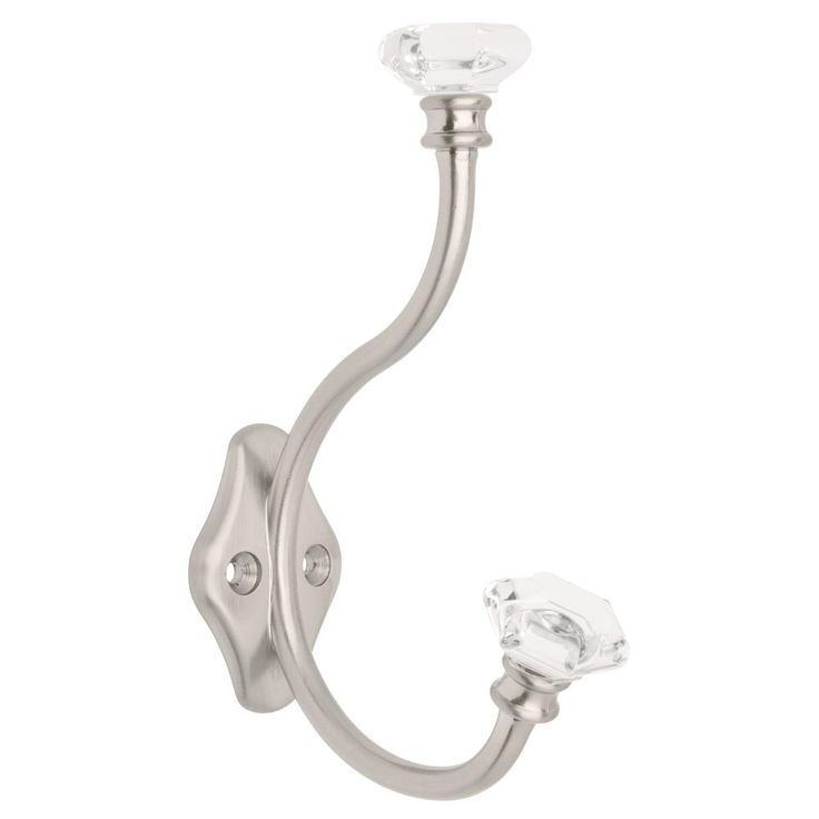 5-7/8 in. Acrylic Facets Satin Nickel Coat Hook with Clear Accents (4-Pack)