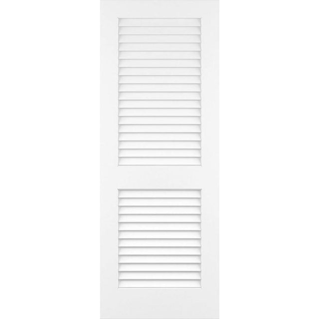 28 in. x 80 in. White Plantation Louver Panel Solid Core Wood Interior Door Slab