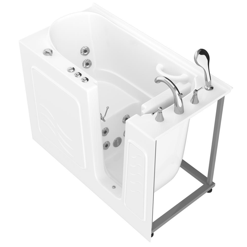 HD Series 53 in. Right Drain Quick Fill Walk-In Whirlpool Bath Tub with Powered Fast Drain in White - Super Arbor