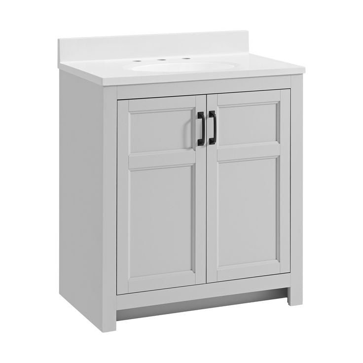 Style Selections Lowry 31-in Light Gray Single Sink Bathroom Vanity with White Acrylic Top