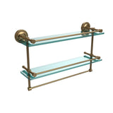 22 in. L  x 12 in. H  x 5 in. W 2-Tier Clear Glass Bathroom Shelf with Towel Bar in Polished Chrome - Super Arbor