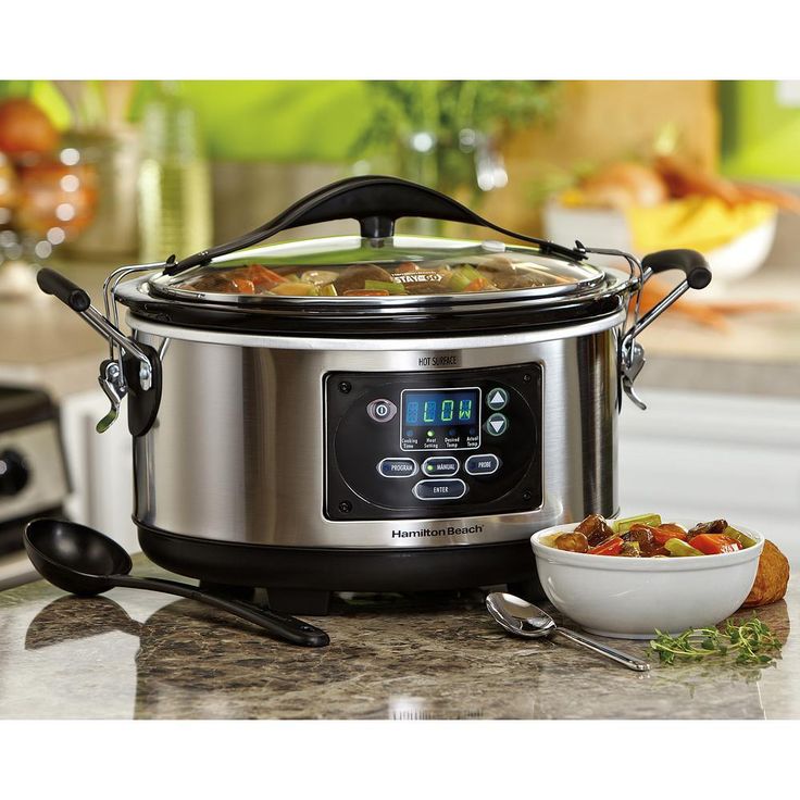 Set and Forget 6 Qt. Stainless Steel Programmable Slow Cooker with Temperature Probe