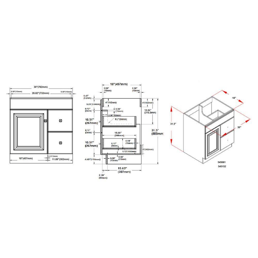 Wyndham 30 in. W x 18 in. D Unassembled Bath Vanity Cabinet Only in White Semi-Gloss